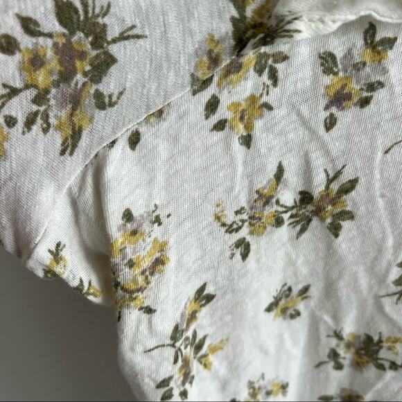 Current/Elliott The Double Ruffle Tee Linen Cotton Pearson Floral 2 - Medium - Picture 8 of 12
